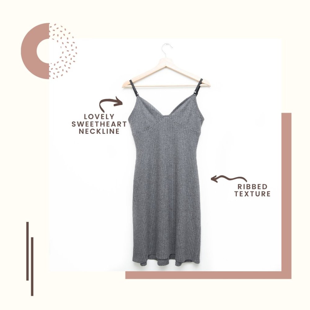 Opening Ceremony Ribbed Gray Mini Dress Sweetheart Neckline